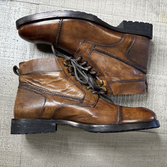 Kenneth Cole Reaction Men’s Boot Brewster Combat Leather Lace Up Brown Size 7 - Picture 6 of 9